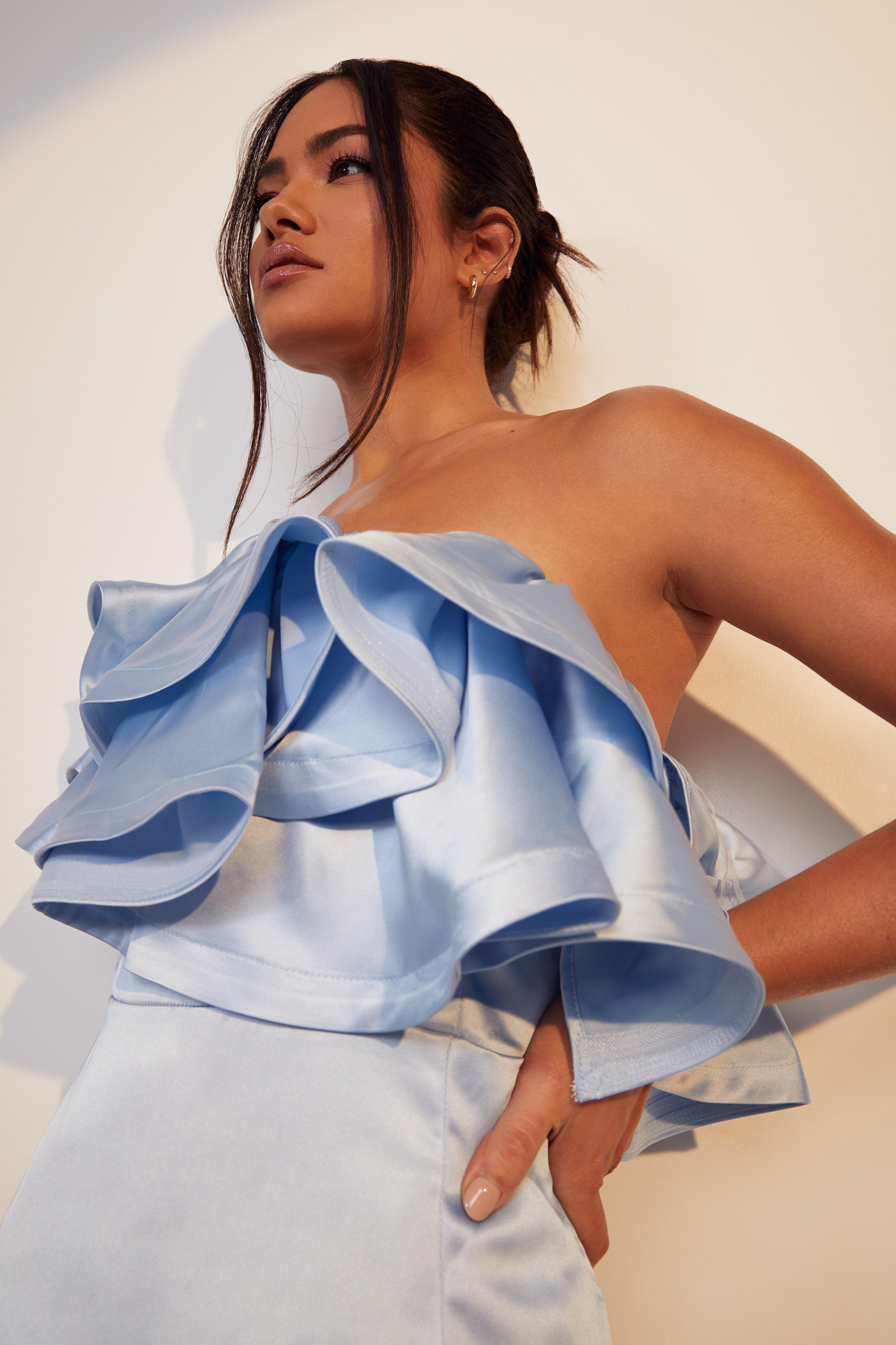 Extreme Frill Detail One Shoulder Maxi Dress | boohoo
